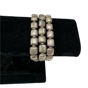 Vintage Arella Hammered Silver Triple Strand Bracelet. EUC